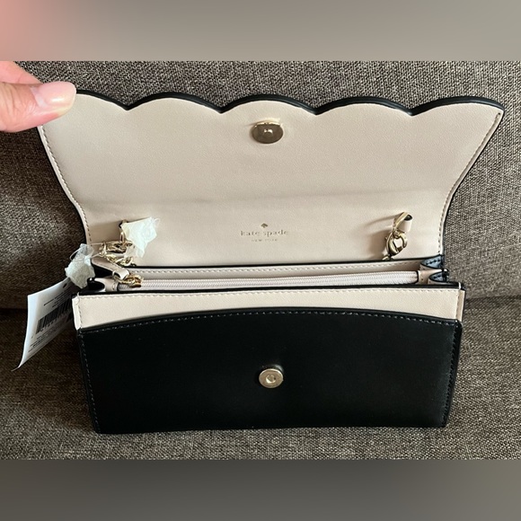 ♠️NWT Kate Spade Gemma Scalloped Smooth Leather Gemma Crossbody Bag, Color Black - Picture 6 of 11